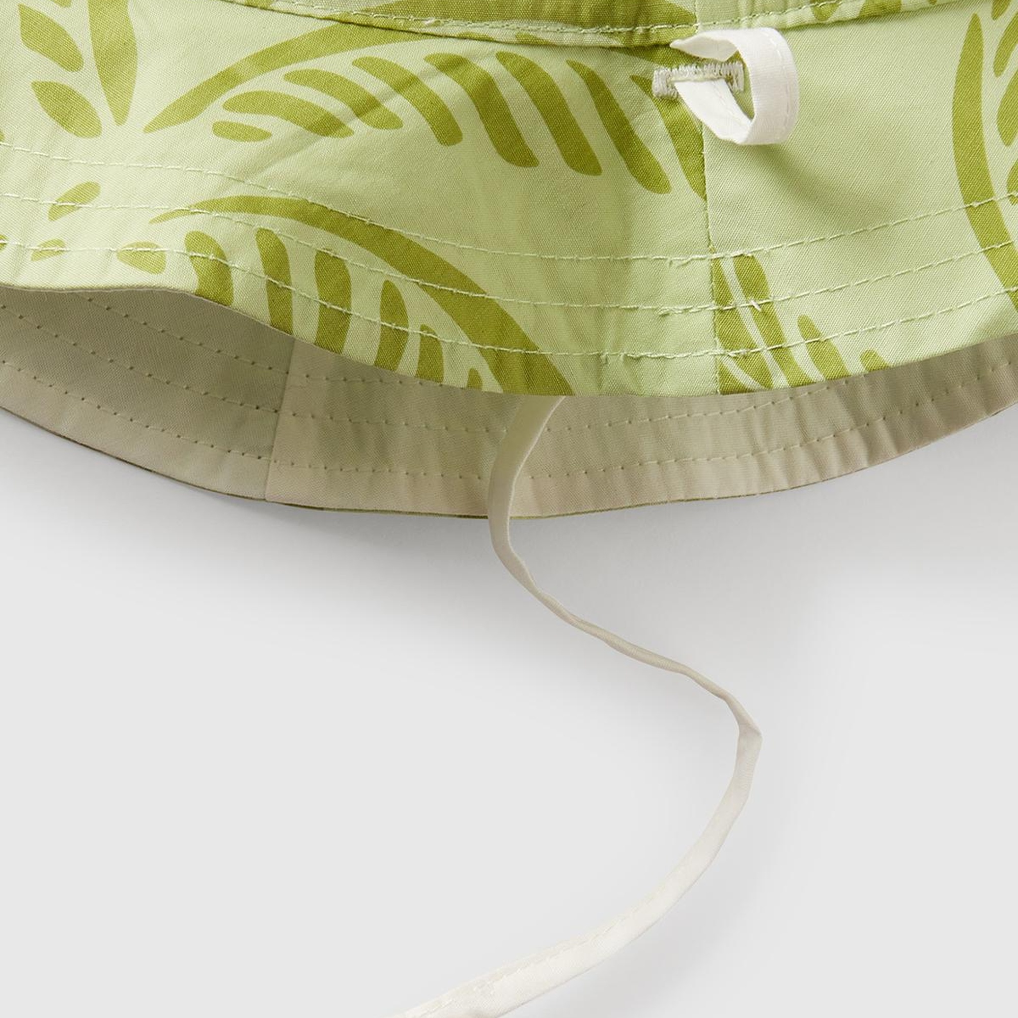 Bebek Su Yeşili Baskı Detaylı Çift Taraflı İpli Bucket Şapka