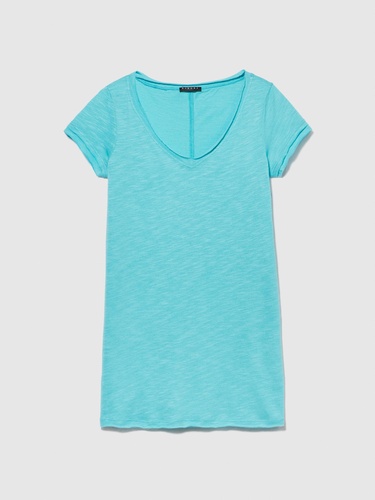  Kadın Açık Mavi Pamuk Modal Karışımlı V Yaka T-Shirt