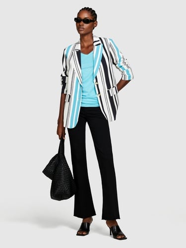  Kadın Açık Mavi Pamuk Modal Karışımlı V Yaka T-Shirt