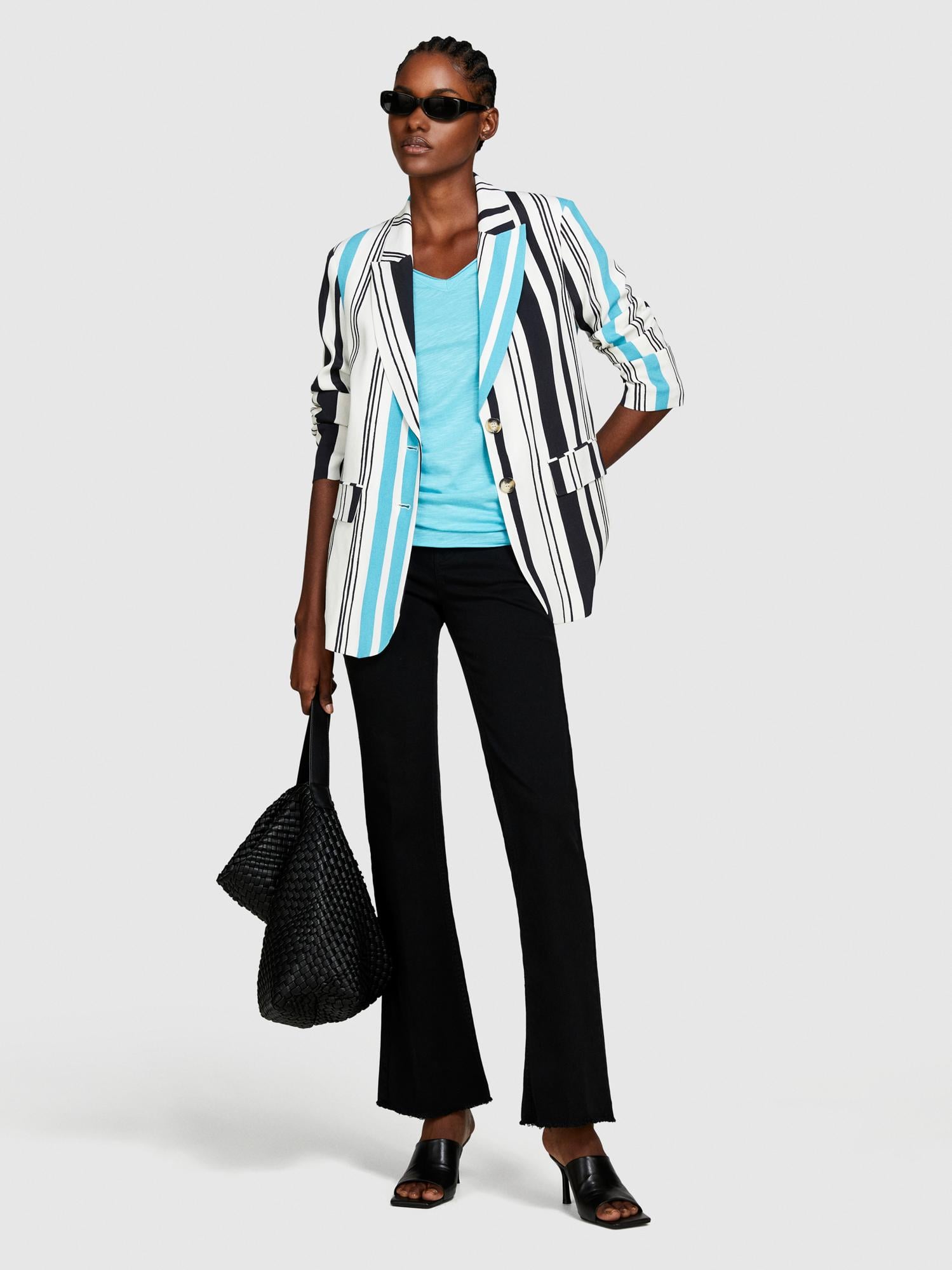  Kadın Açık Mavi Pamuk Modal Karışımlı V Yaka T-Shirt