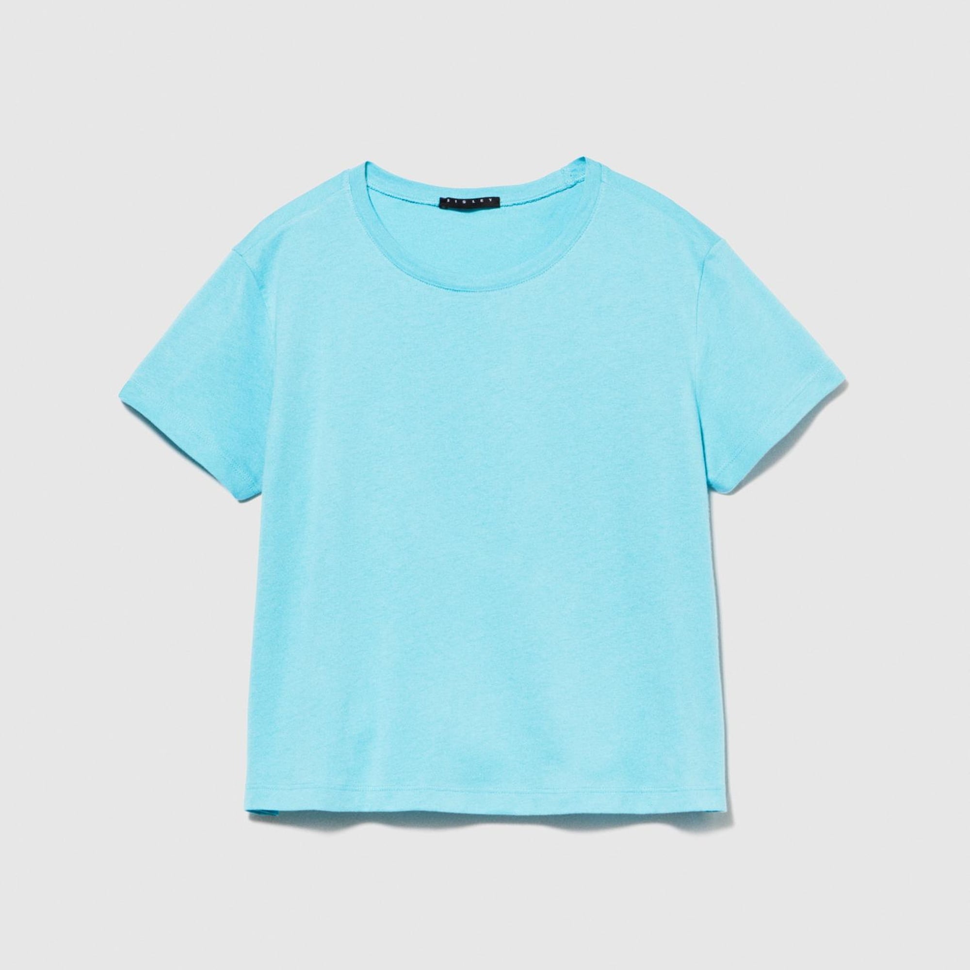 Kadın Açık Mavi %100 Pamuk Yuvarlak Yakalı T-Shirt