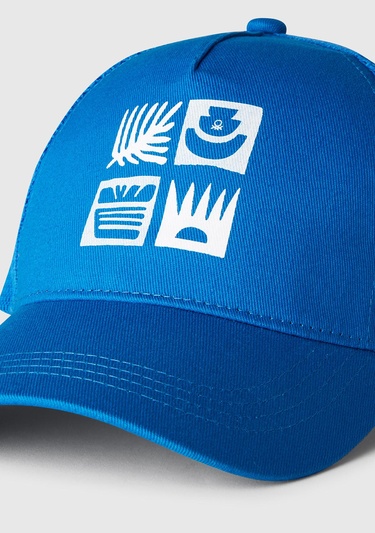  Erkek Çocuk Saks Mavi Önü Baskılı Arkası Fileli Ayarlanabilir Kep Şapka