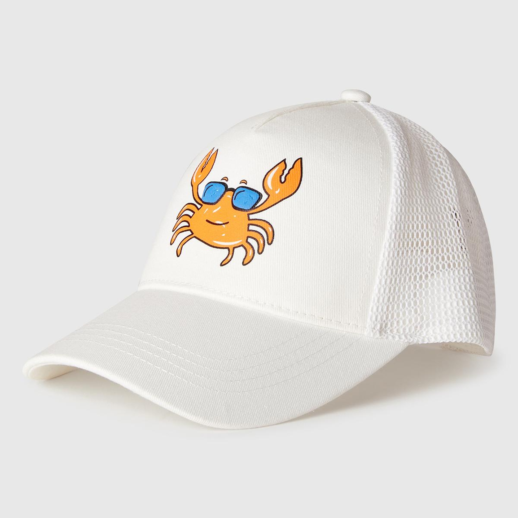 Erkek Çocuk Beyaz Önü Grafik Baskılı Arkası Fileli Ayarlanabilir Kep Şapka