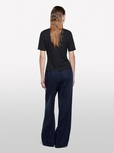  Kadın Siyah Viskoz Karışımlı Bisiklet Yaka Slim Fit T-Shirt