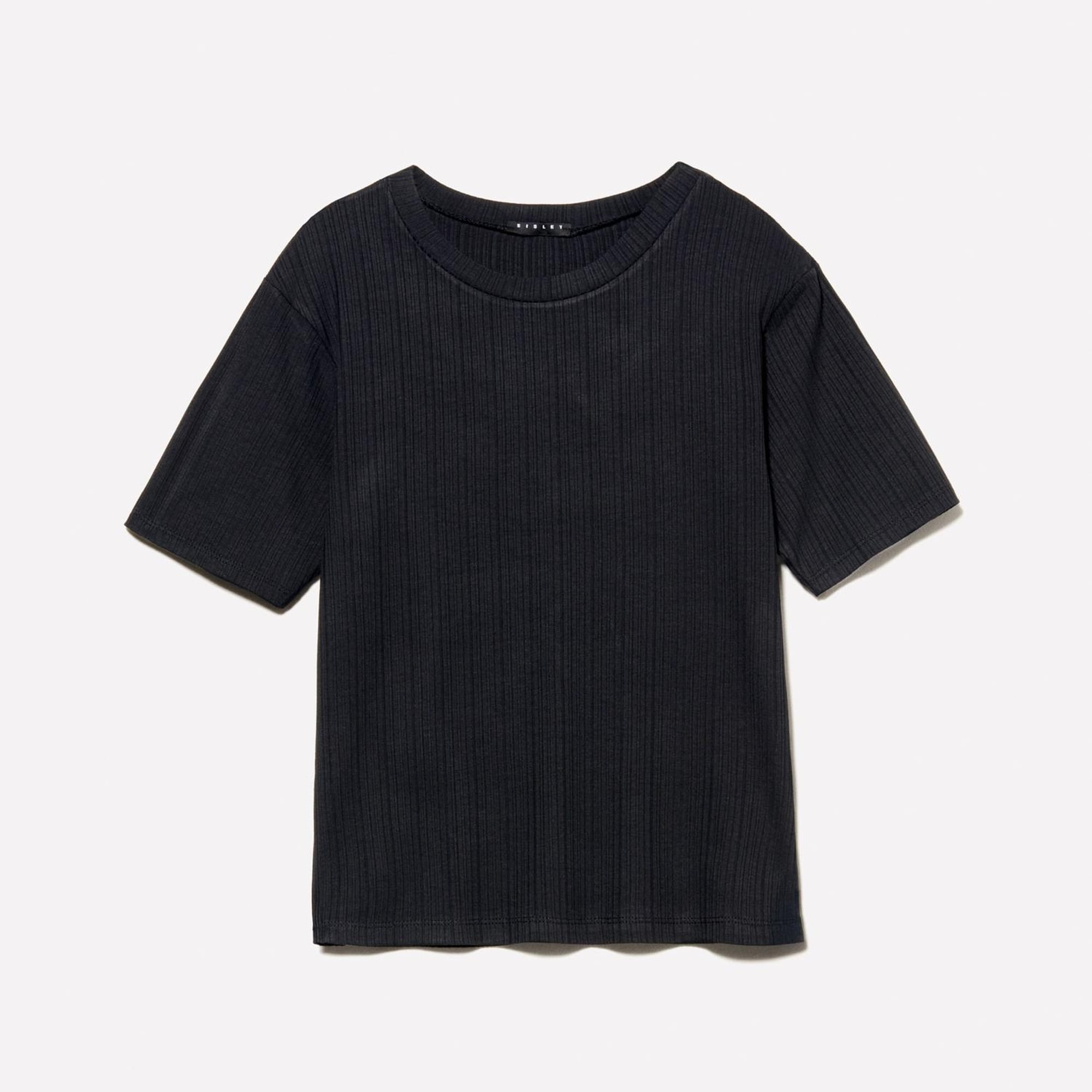 Kadın Siyah Viskoz Karışımlı Bisiklet Yaka Slim Fit T-Shirt