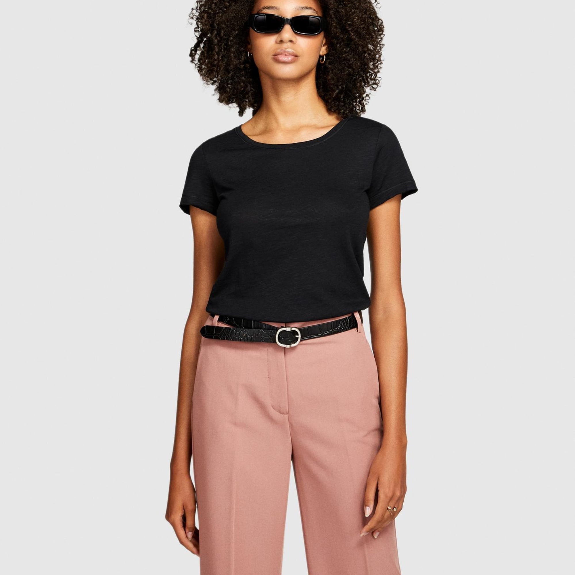 Kadın Siyah Modal Karışımlı Regular Fit T-Shirt