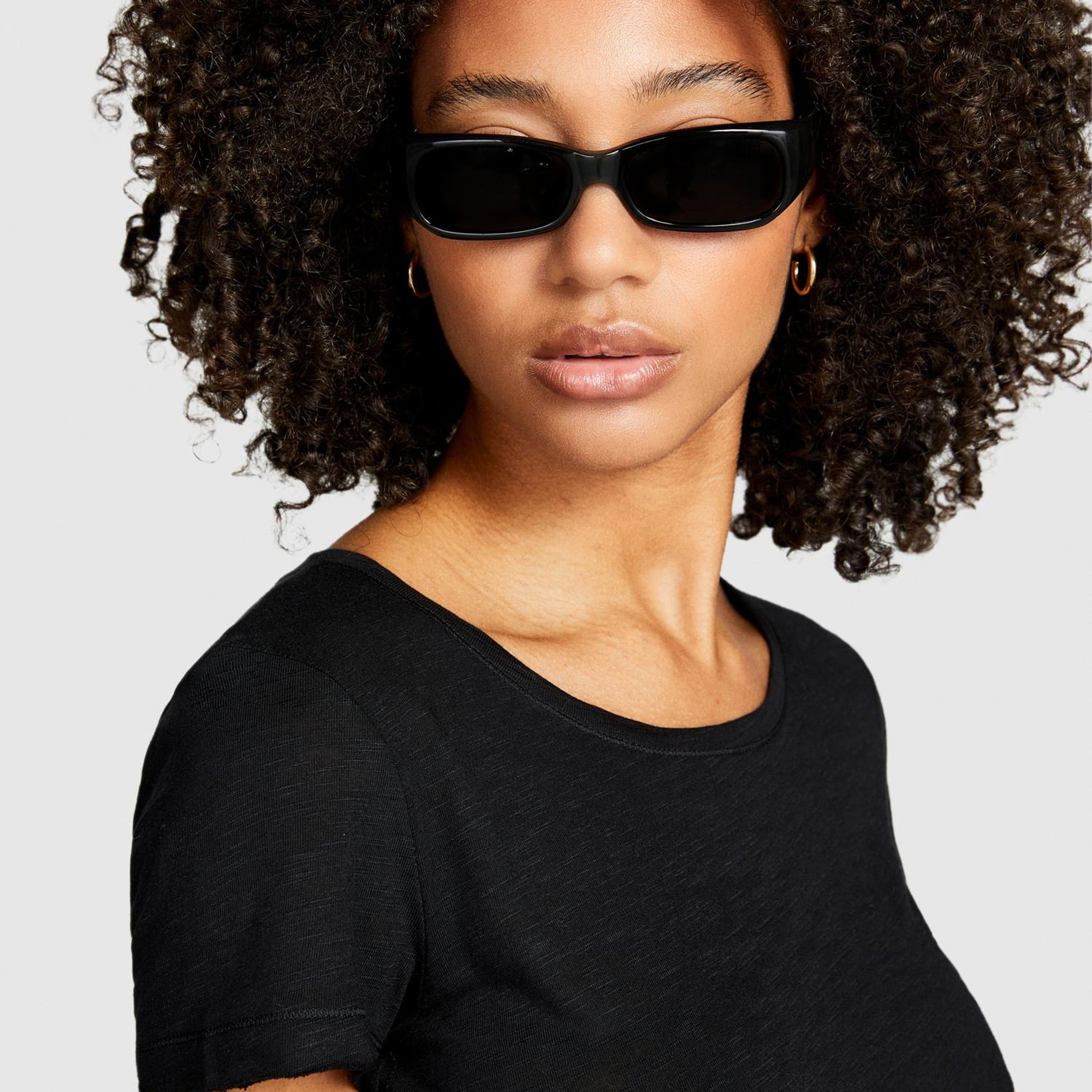 Kadın Siyah Modal Karışımlı Regular Fit T-Shirt