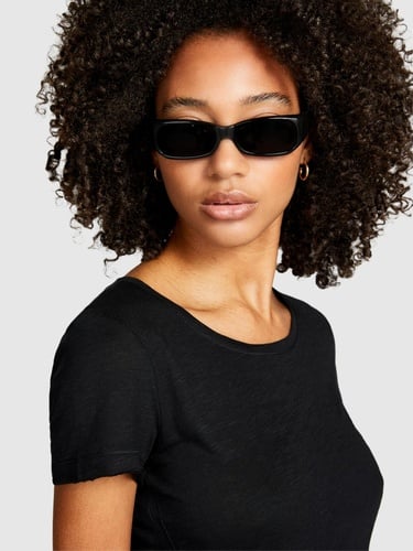  Kadın Siyah Modal Karışımlı Regular Fit T-Shirt