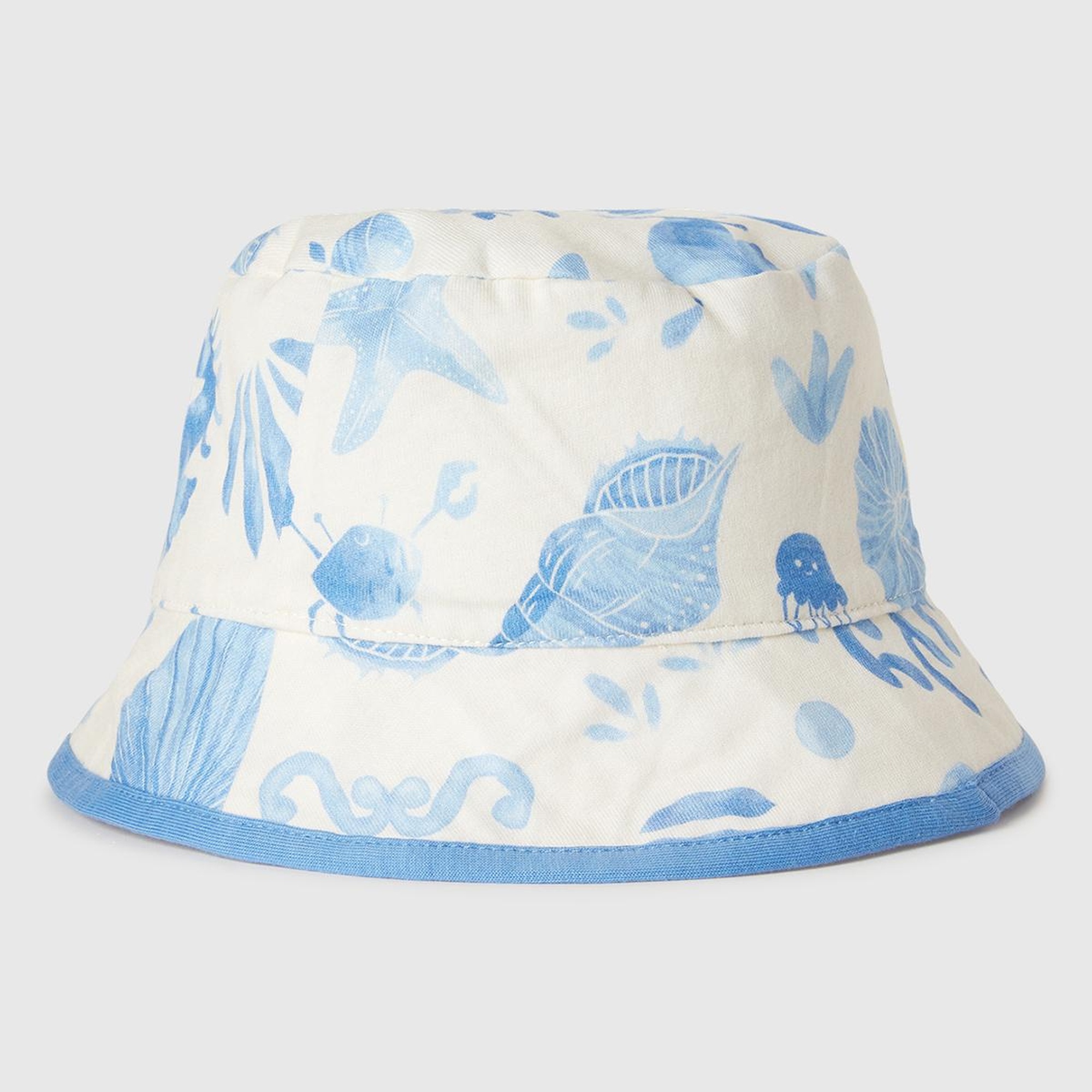 Erkek Çocuk Beyaz Desenli Önü Logo Detaylı Çift Taraflı Bucket Şapka