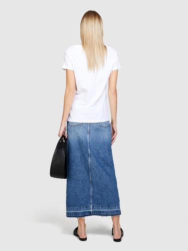  Kadın Beyaz %100 Pamuk Fotoğraf Baskılı Geniş Yaka T-Shirt