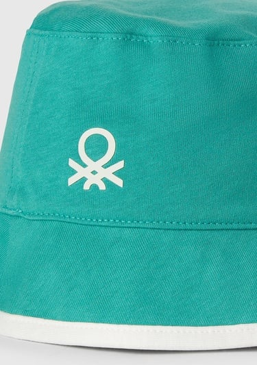  Erkek Çocuk Mint Yeşili Desenli Önü Logo Detaylı Çift Taraflı Bucket Şapka