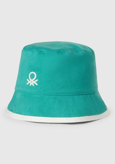  Erkek Çocuk Mint Yeşili Desenli Önü Logo Detaylı Çift Taraflı Bucket Şapka