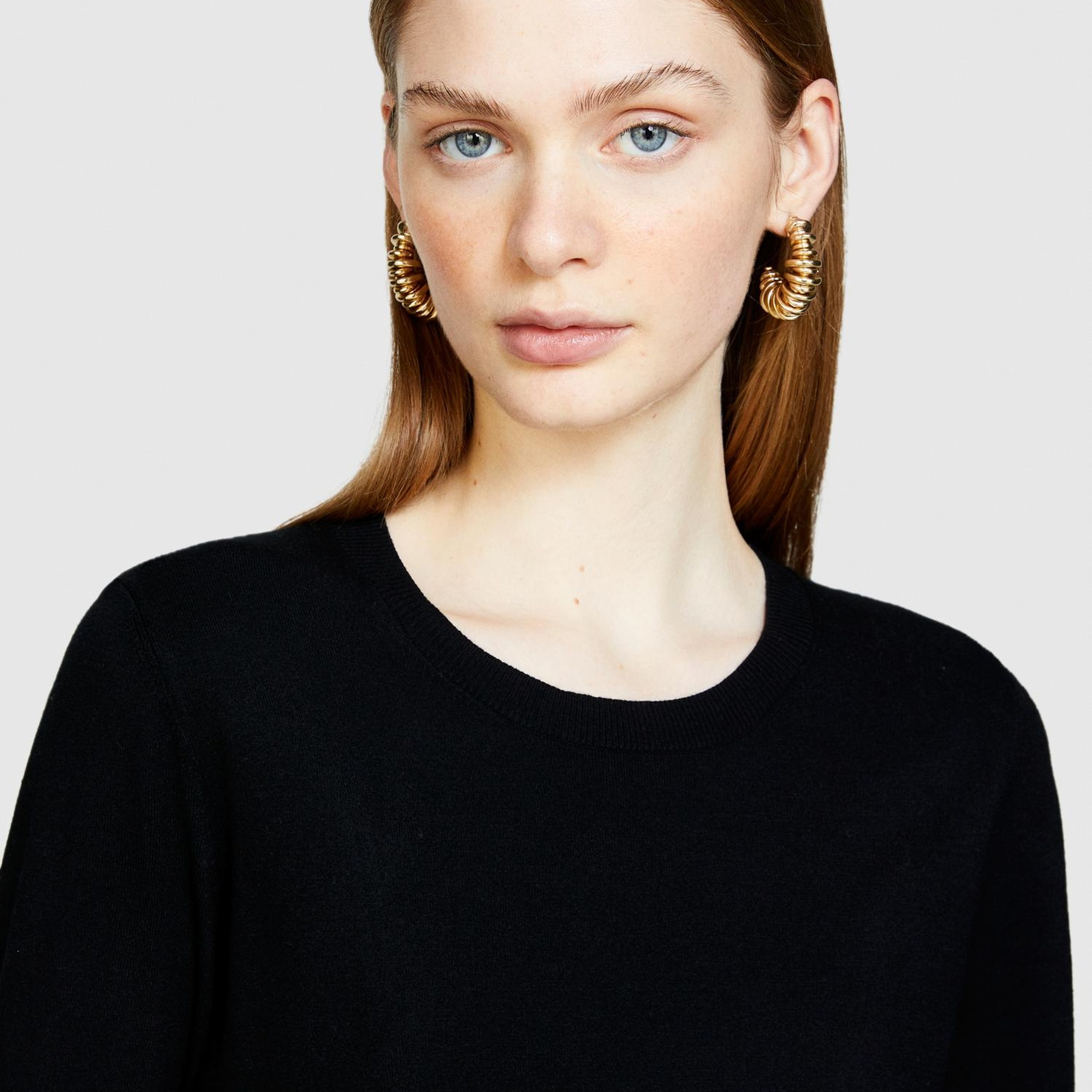 Kadın Siyah Viskoz Karışımlı Bisiklet Yaka Kazak