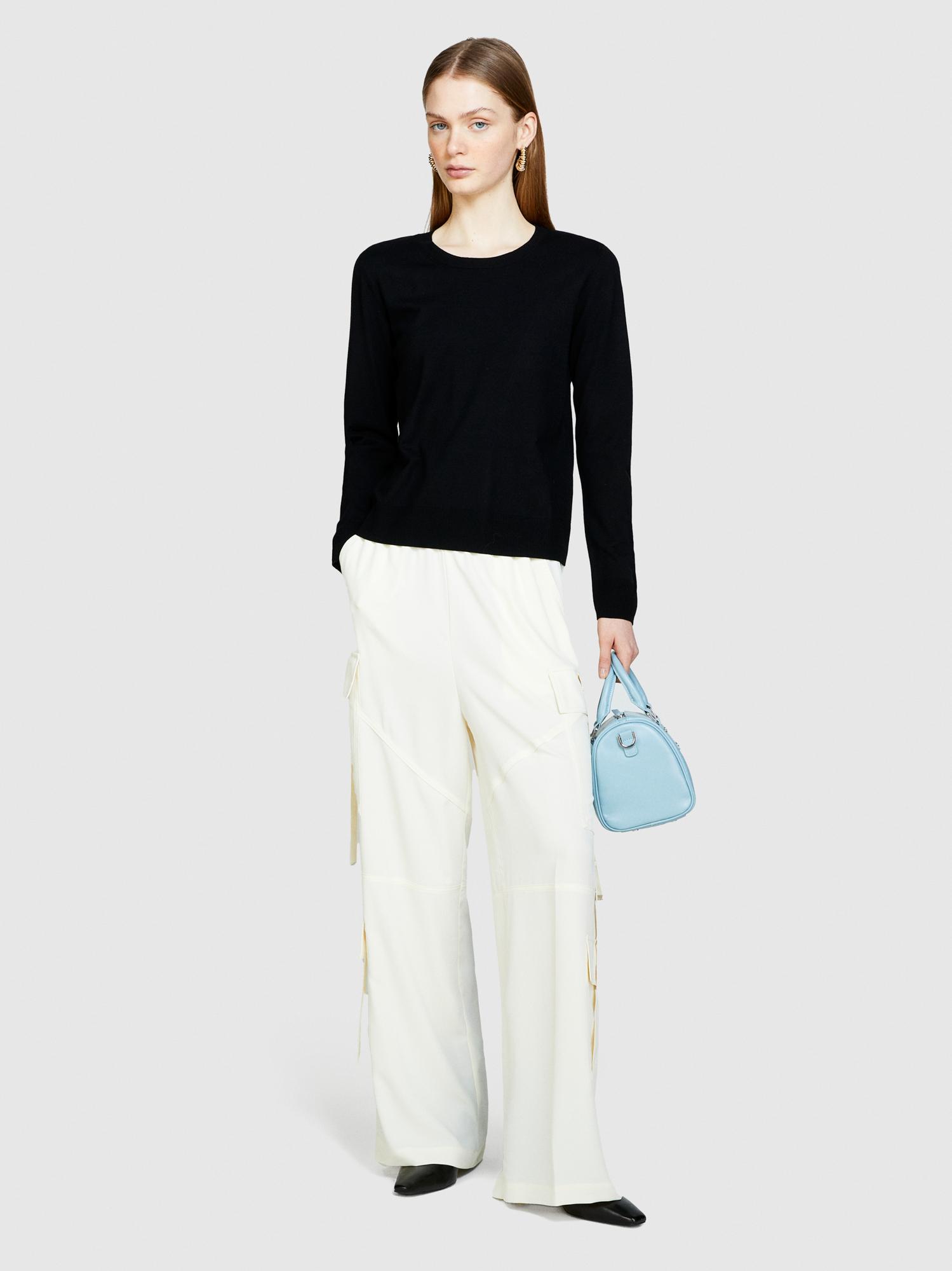  Kadın Siyah Viskoz Karışımlı Bisiklet Yaka Kazak