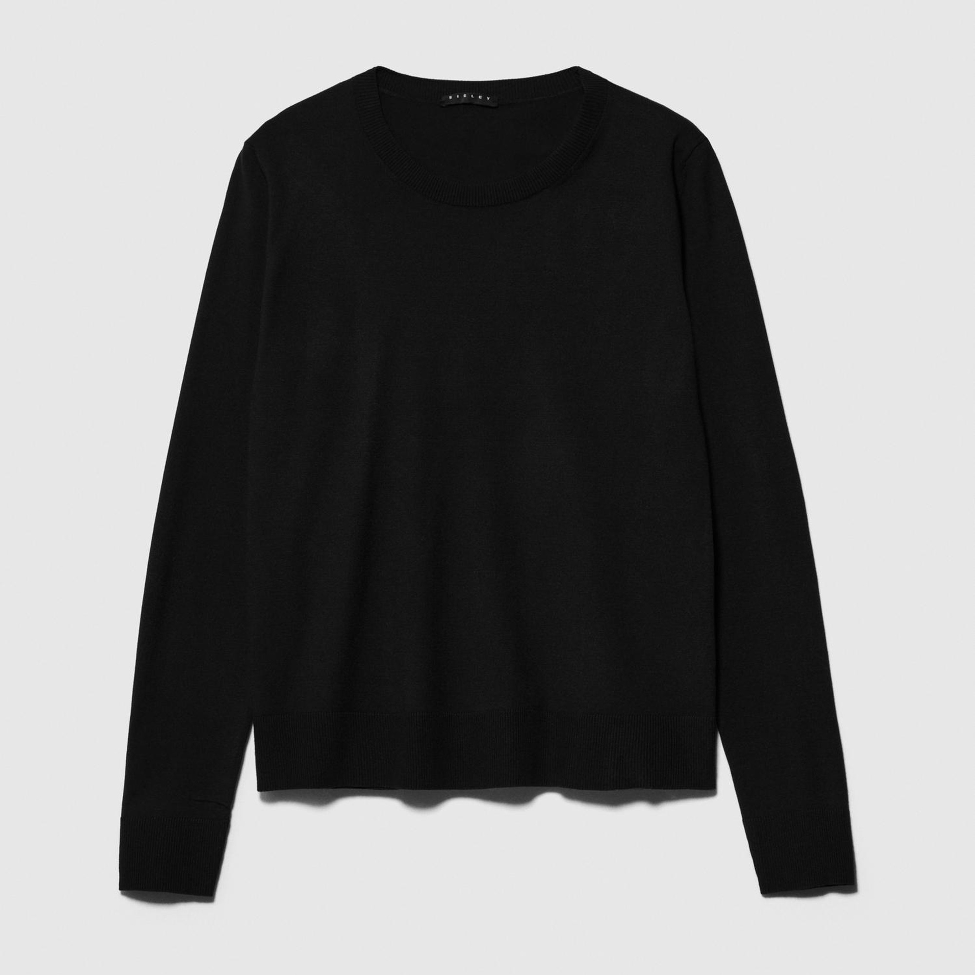 Kadın Siyah Viskoz Karışımlı Bisiklet Yaka Kazak