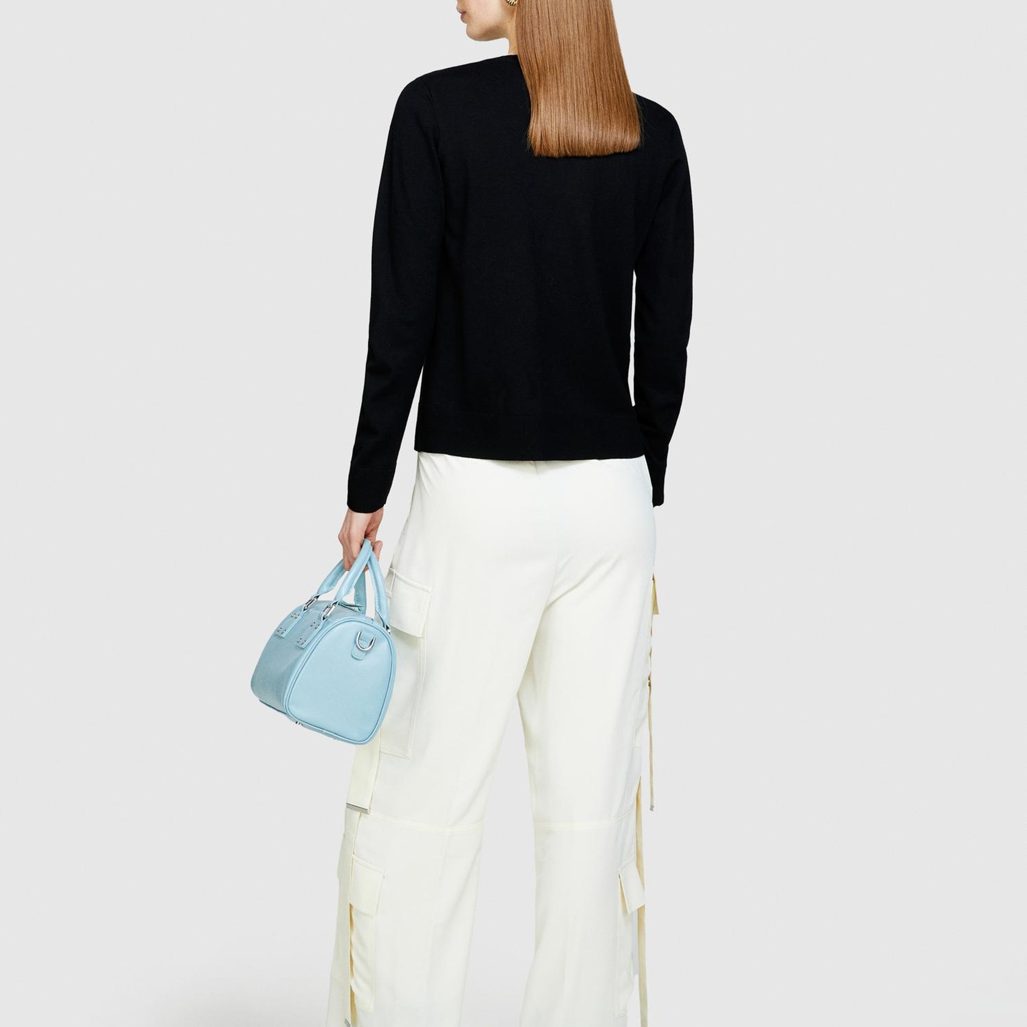 Kadın Siyah Viskoz Karışımlı Bisiklet Yaka Kazak