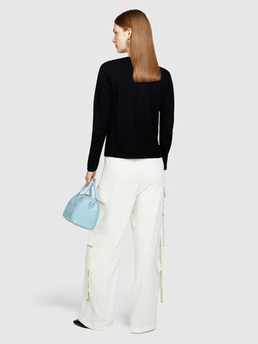  Kadın Siyah Viskoz Karışımlı Bisiklet Yaka Kazak