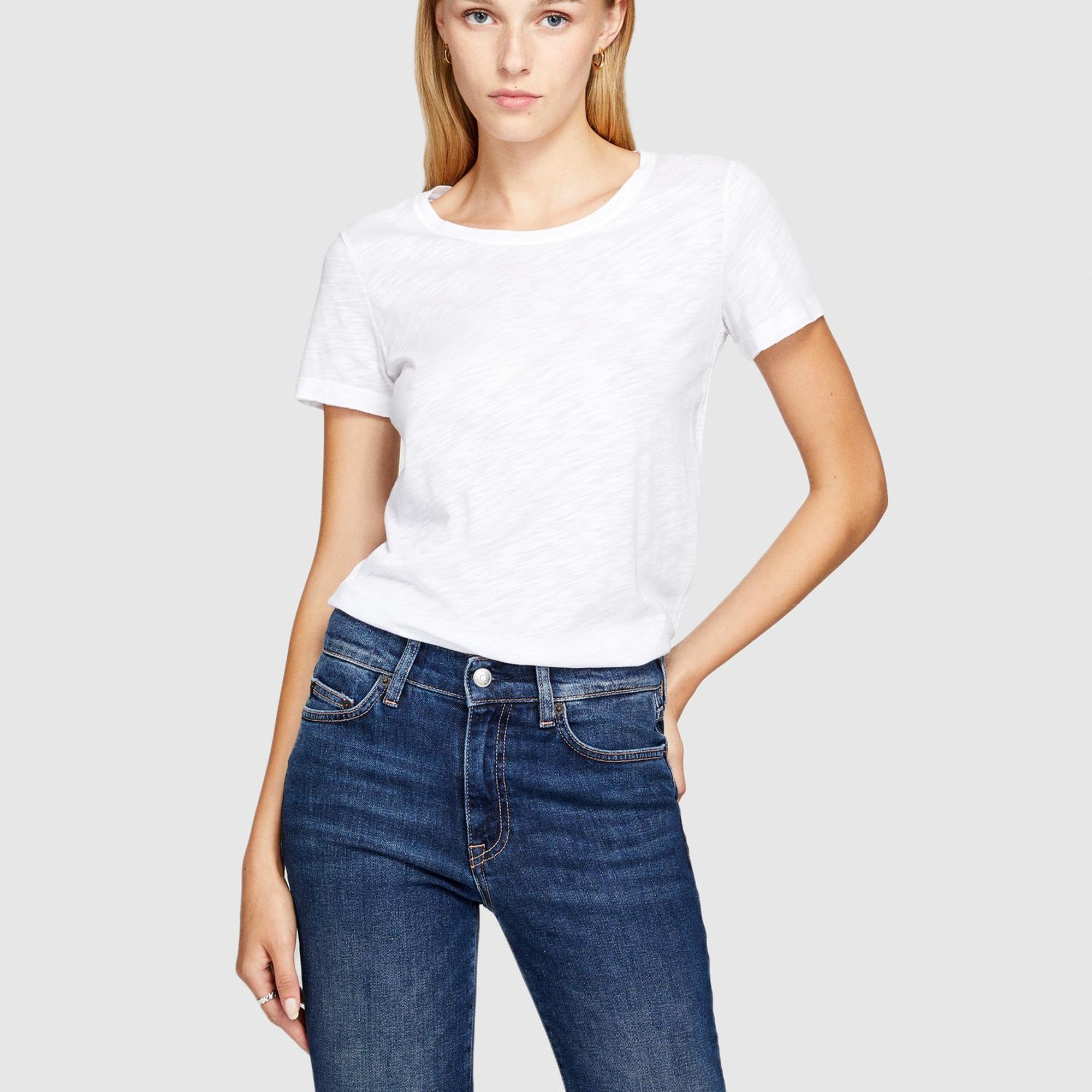 Kadın Beyaz Modal Karışımlı Regular Fit T-Shirt