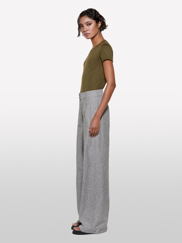  Kadın Koyu Haki Pamuk Modal Karışımlı Bisiklet Yaka T-Shirt