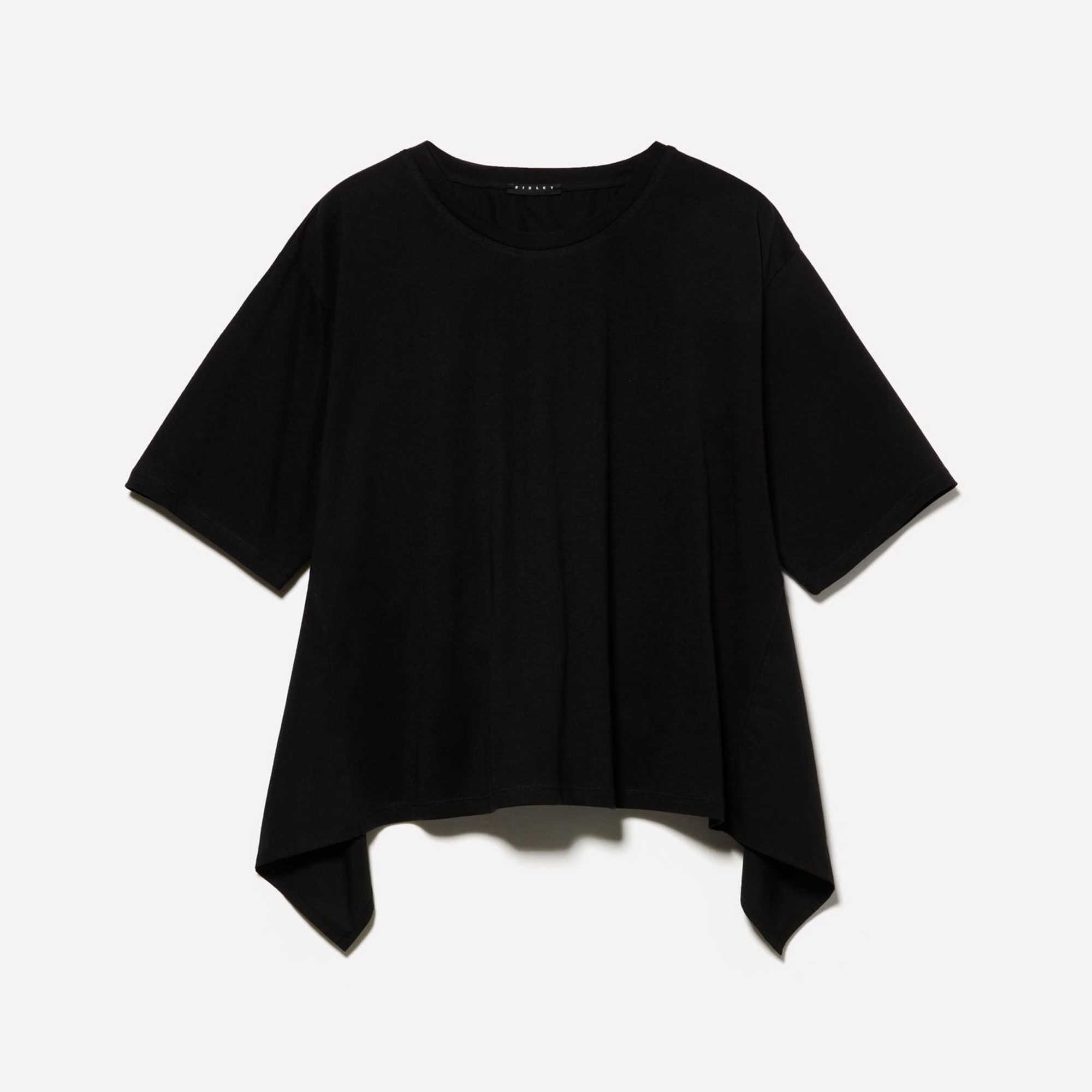 Kadın Siyah %100 Pamuk Arkası Bağcıklı Bisiklet Yaka Regular Fit T-Shirt