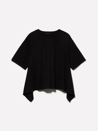  Kadın Siyah %100 Pamuk Arkası Bağcıklı Bisiklet Yaka Regular Fit T-Shirt