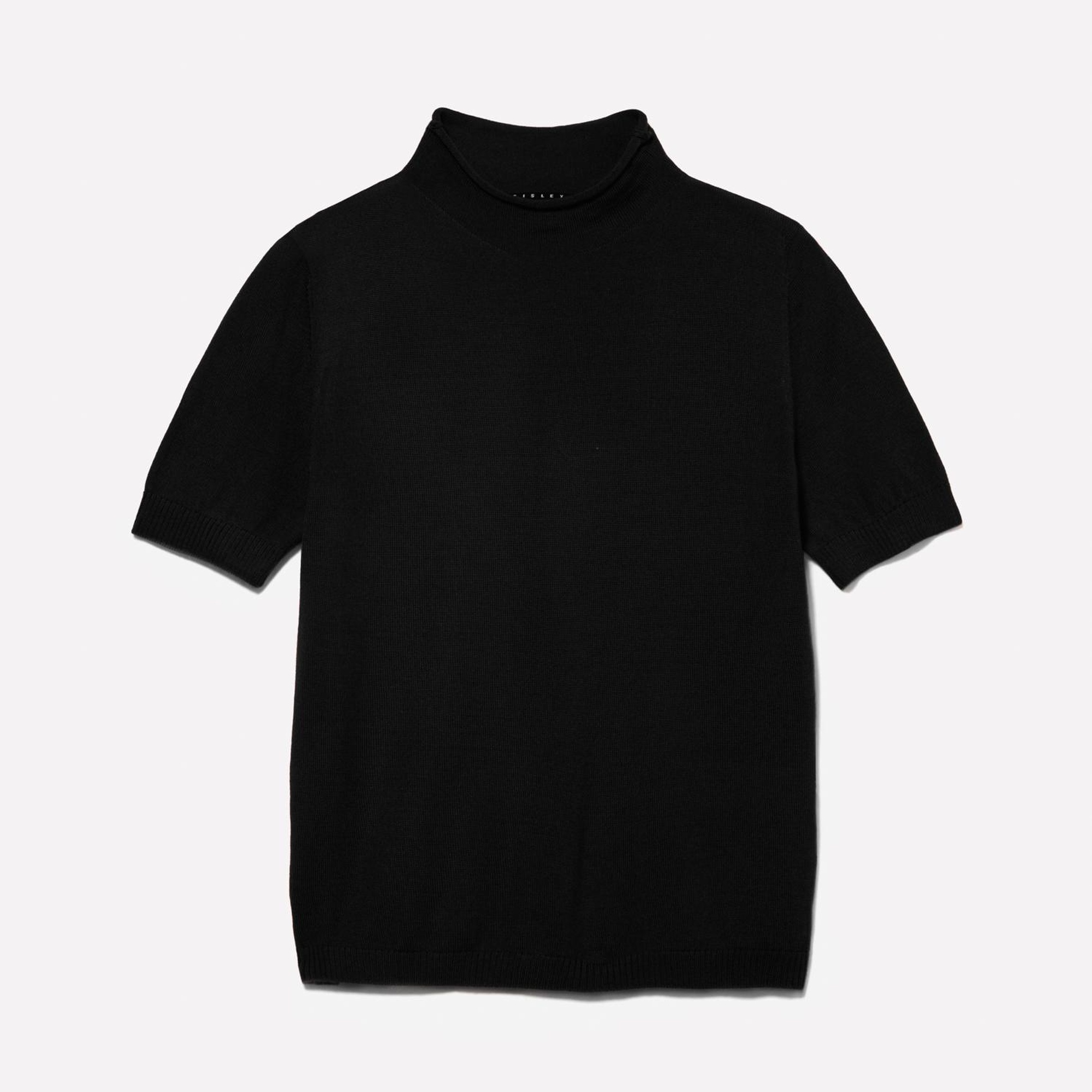 Kadın Siyah Yün Karışımlı Yarım Kollu Balıkçı Yaka Kazak