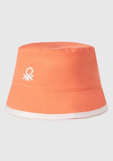  Erkek Çocuk Yavruağzı Desenli Önü Logo Detaylı Çift Taraflı Bucket Şapka