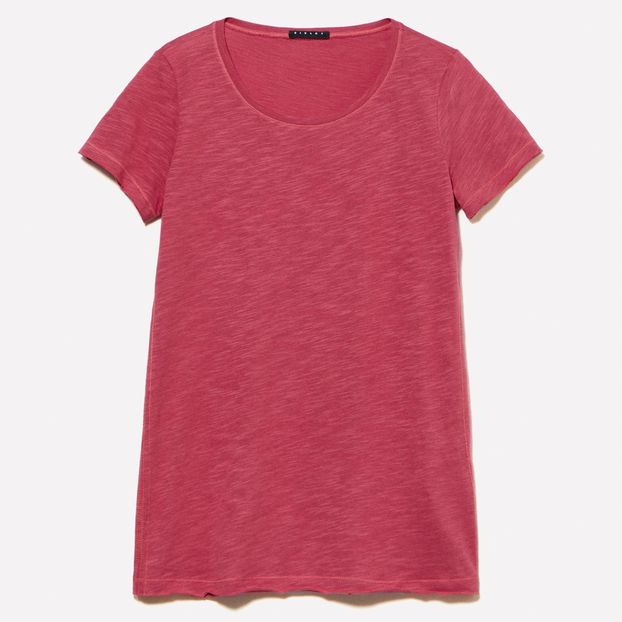 Kadın Koyu Pembe Pamuk Modal Karışımlı Bisiklet Yaka T-Shirt