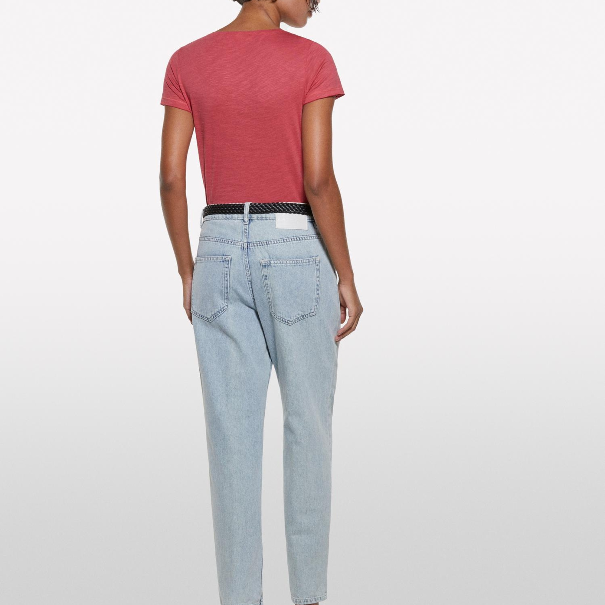 Kadın Koyu Pembe Pamuk Modal Karışımlı Bisiklet Yaka T-Shirt