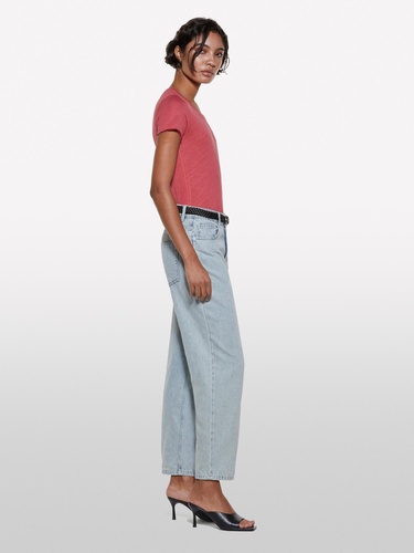  Kadın Koyu Pembe Pamuk Modal Karışımlı Bisiklet Yaka T-Shirt