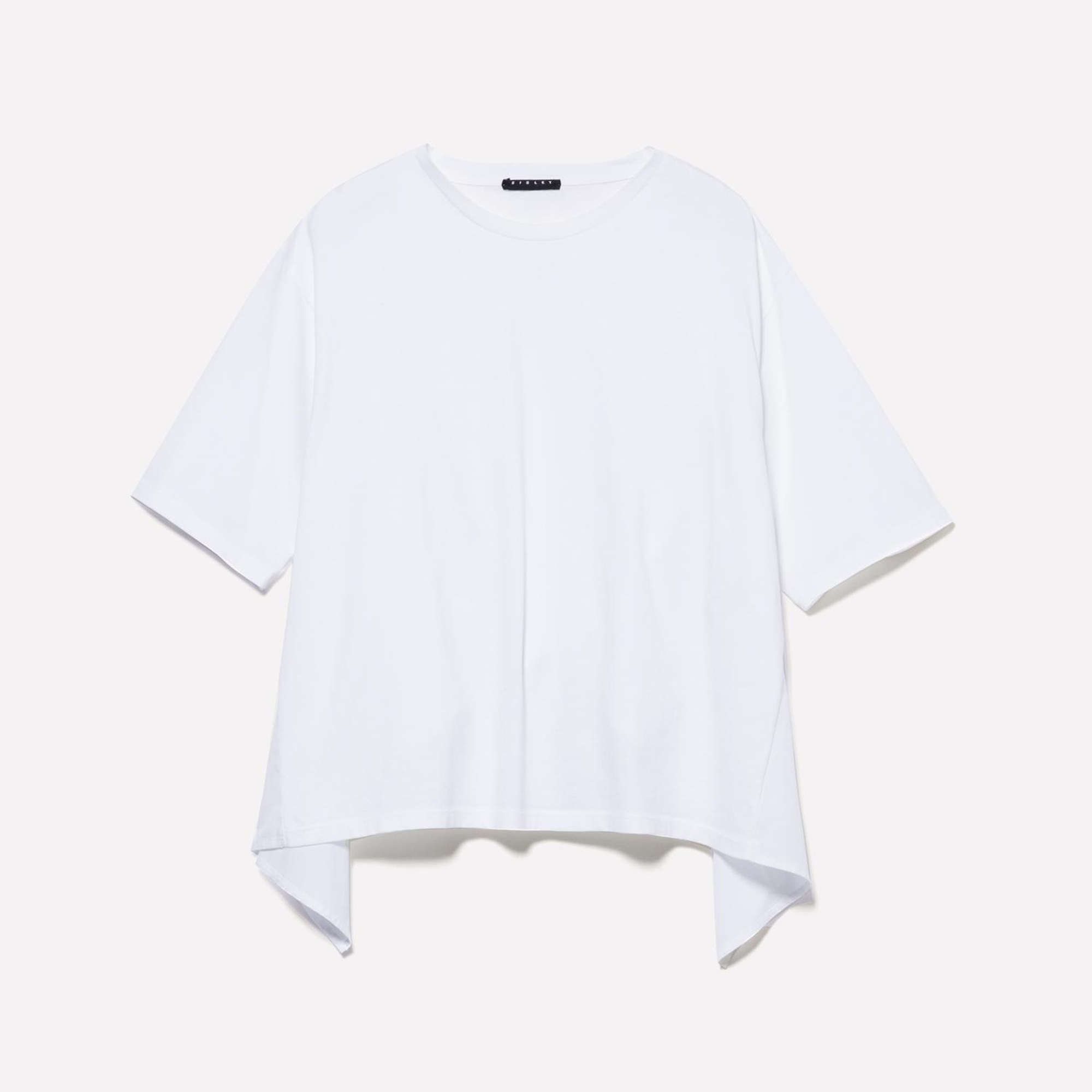 Kadın Beyaz %100 Pamuk Arkası Bağcıklı Bisiklet Yaka Regular Fit T-Shirt