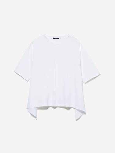  Kadın Beyaz %100 Pamuk Arkası Bağcıklı Bisiklet Yaka Regular Fit T-Shirt