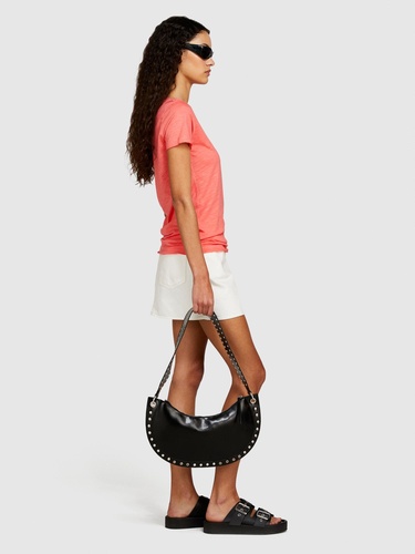  Kadın Mercan Pamuk Modal Karışımlı Bisiklet Yaka T-Shirt