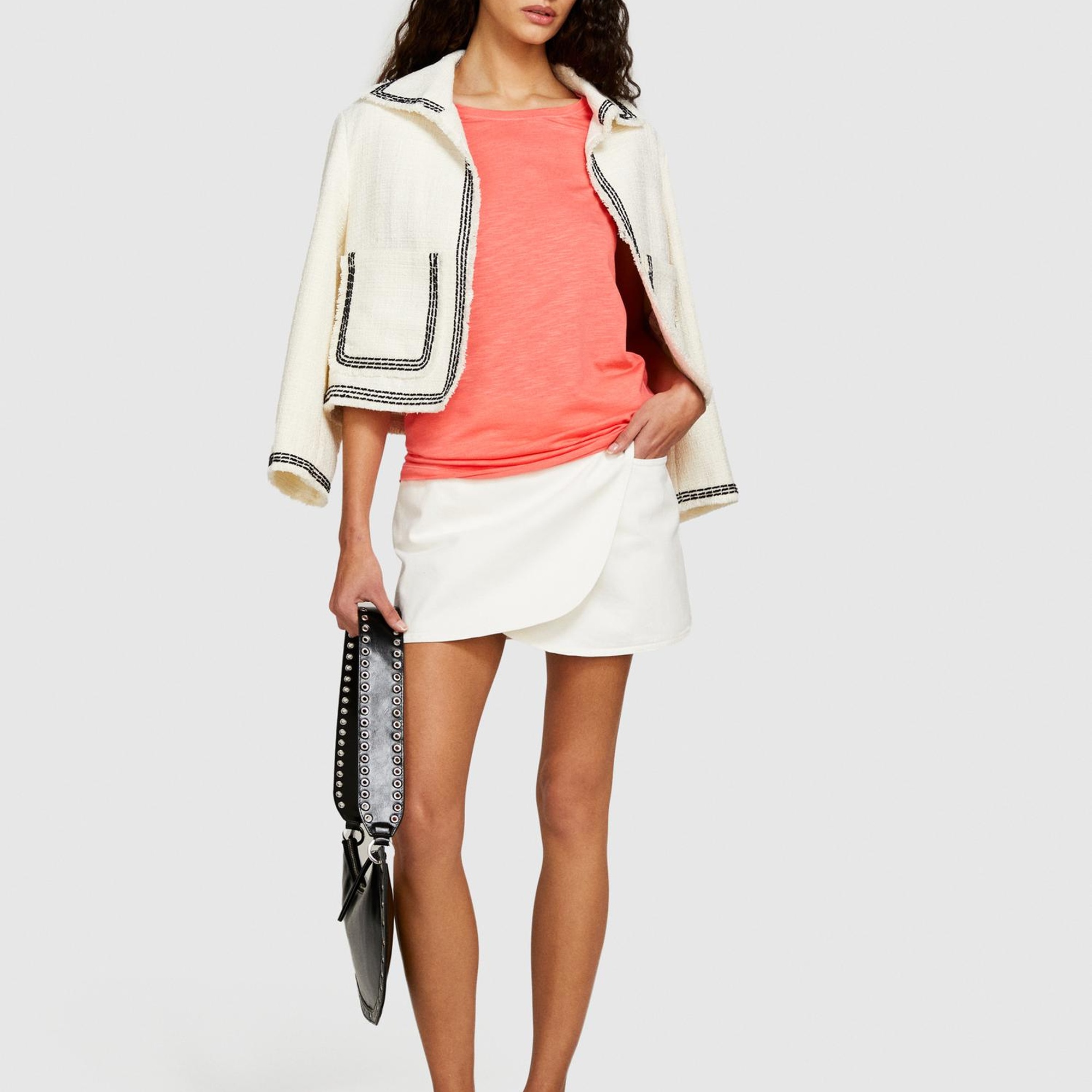 Kadın Mercan Pamuk Modal Karışımlı Bisiklet Yaka T-Shirt