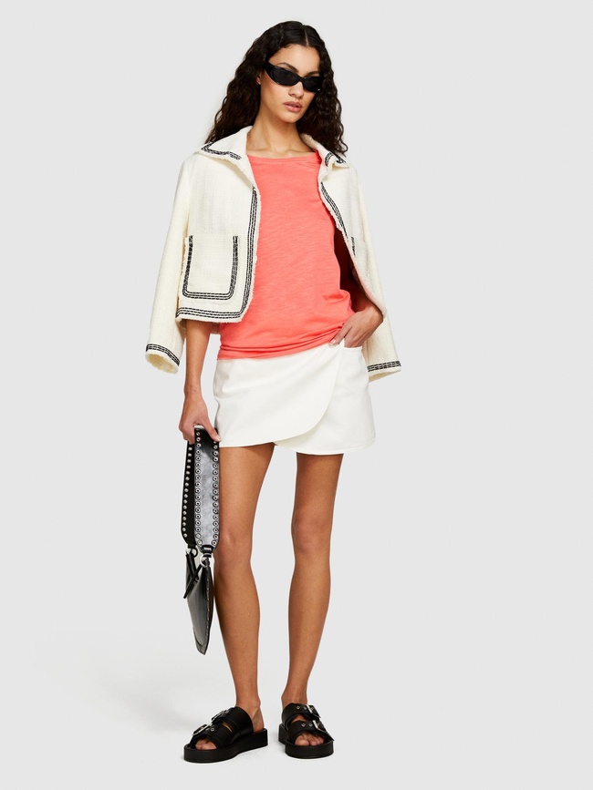  Kadın Mercan Pamuk Modal Karışımlı Bisiklet Yaka T-Shirt