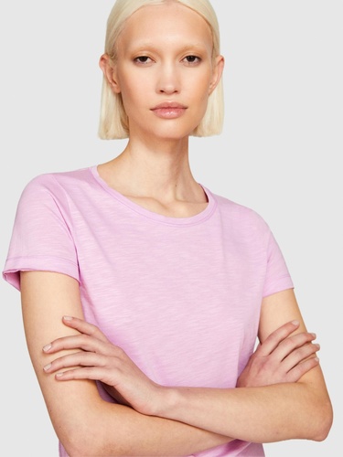  Kadın Lila Pamuk Modal Karışımlı Bisiklet Yaka T-Shirt