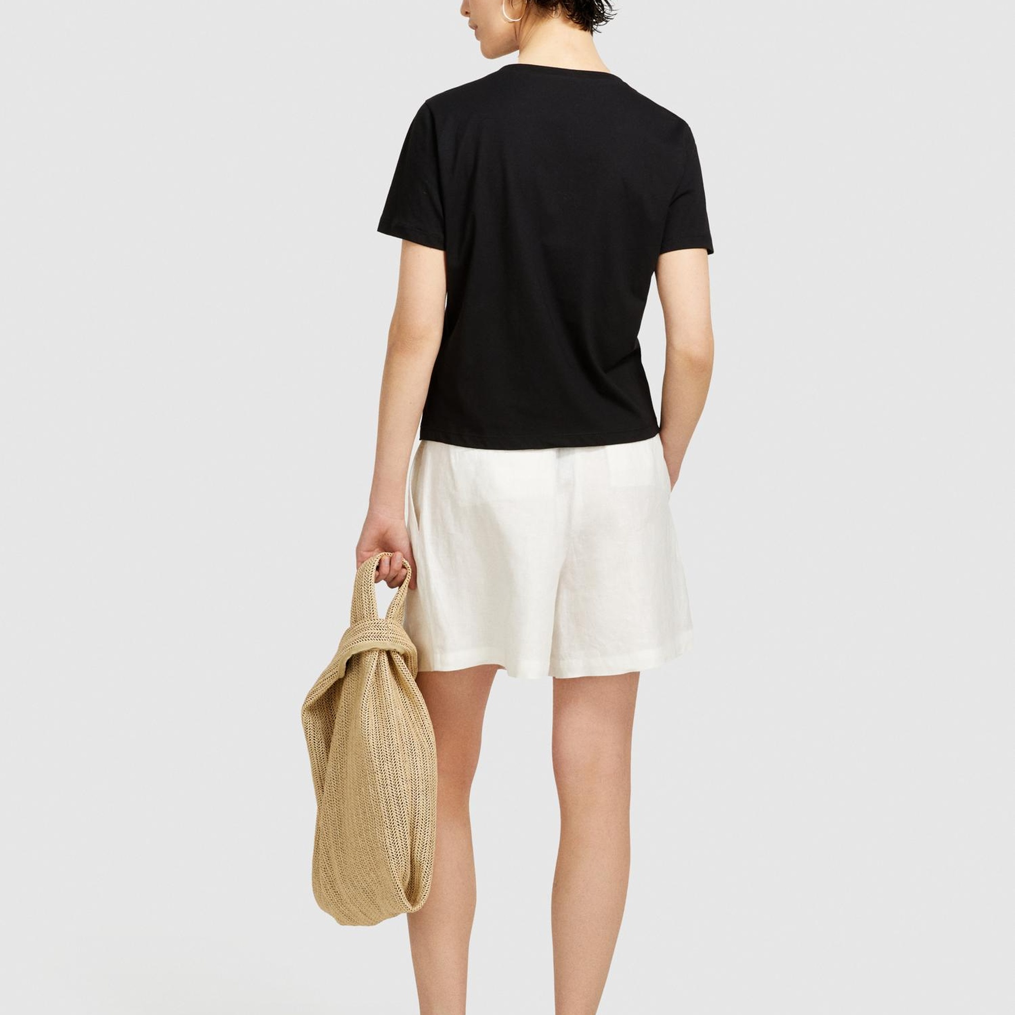 Kadın Siyah %100 Pamuk Fotoğraf Baskılı Bisiklet Yaka T-Shirt