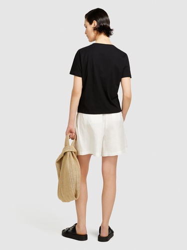  Kadın Siyah %100 Pamuk Fotoğraf Baskılı Bisiklet Yaka T-Shirt