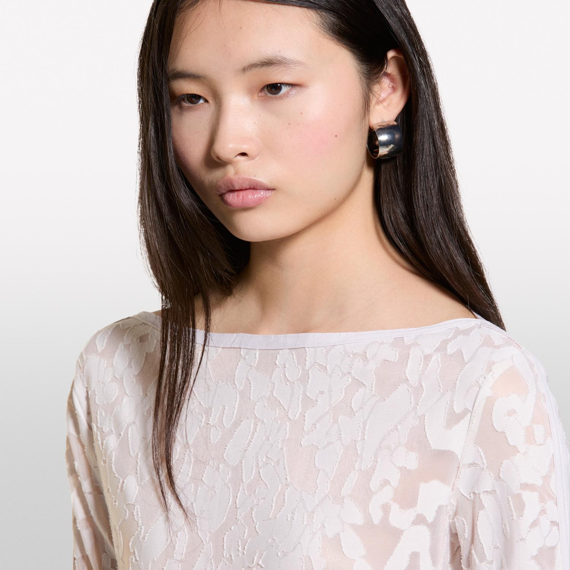 Kadın Bej Kayık Yaka Truvakar Kol T-Shirt