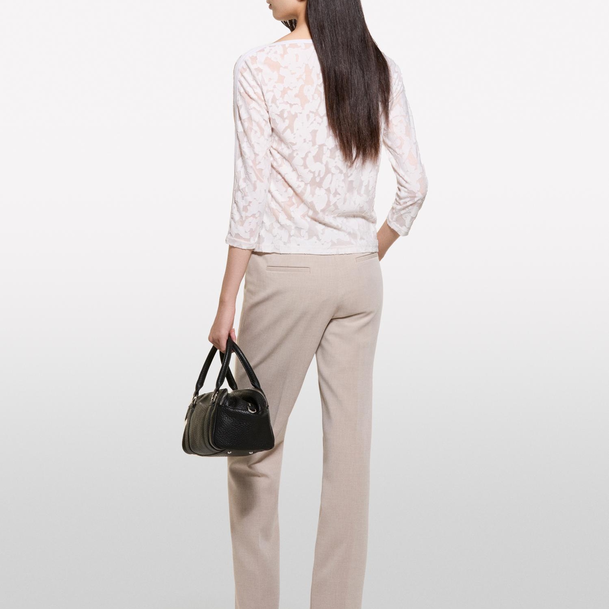 Kadın Bej Kayık Yaka Truvakar Kol T-Shirt