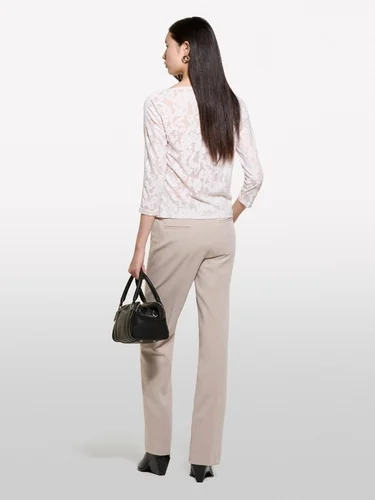  Kadın Bej Kayık Yaka Truvakar Kol T-Shirt