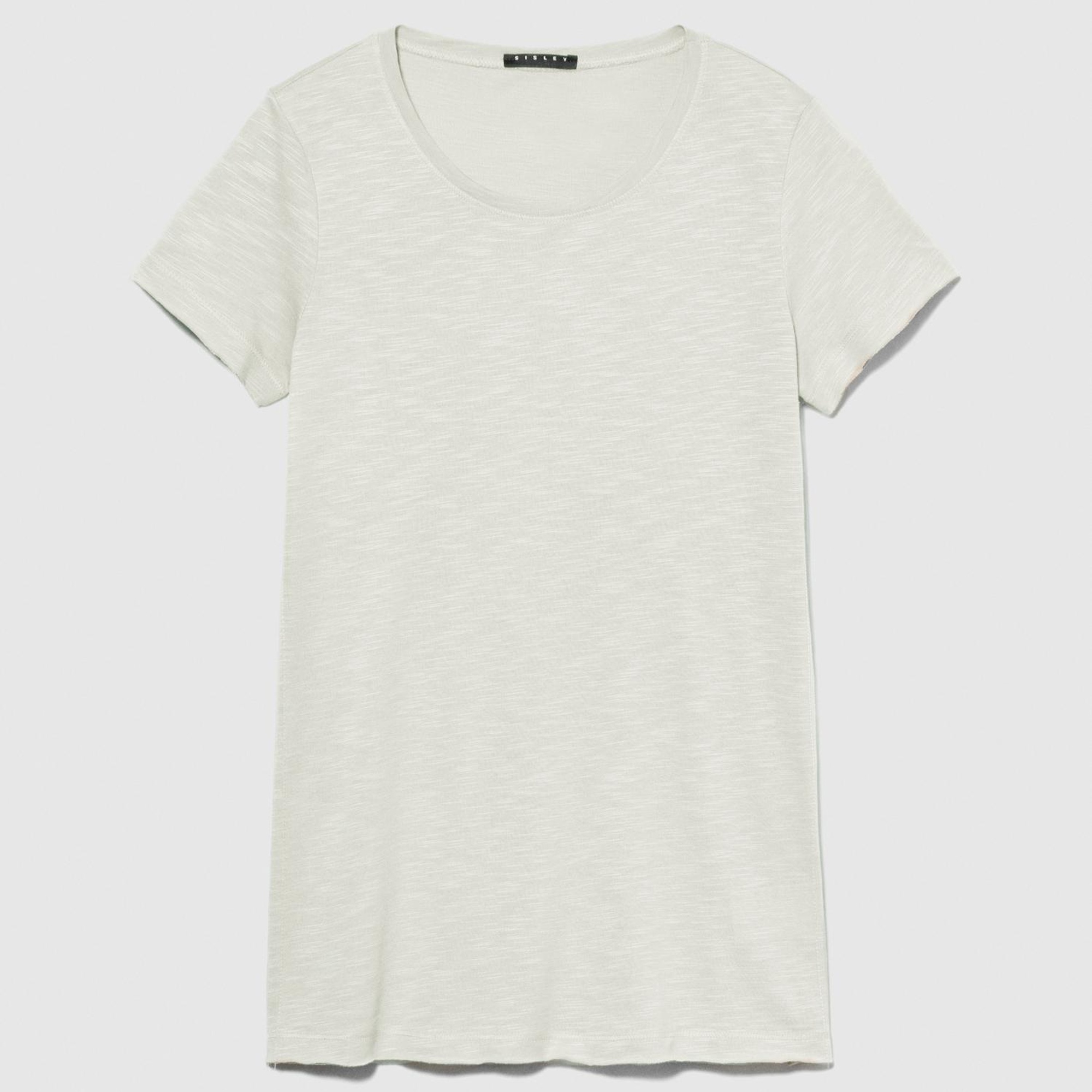 Kadın Bej Pamuk Modal Karışımlı Bisiklet Yaka T-Shirt