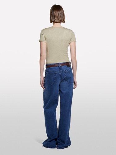  Kadın Kum Rengi Pamuk Modal Karışımlı Normal Kalıp Bisiklet Yaka T-Shirt