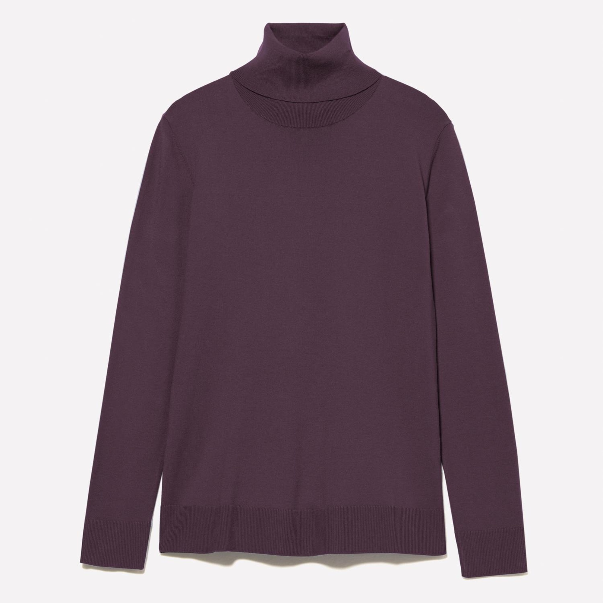 Kadın Mor Viskoz Karışımlı Balıkçı Yaka Düz Kazak