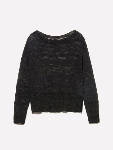  Kadın Siyah Pamuk Karışımlı Kayık Yaka Regular Fit Kazak