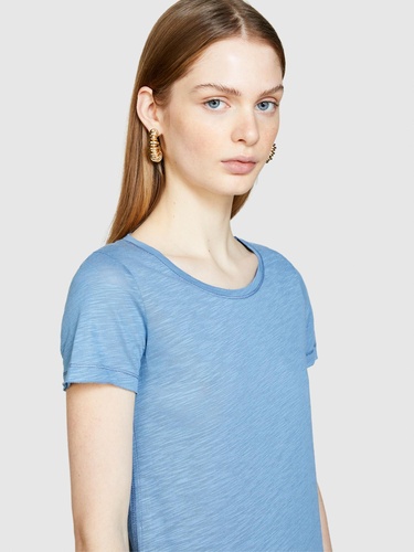  Kadın Açık Mavi Pamuk Modal Karışımlı Normal Kalıp Bisiklet Yaka T-Shirt