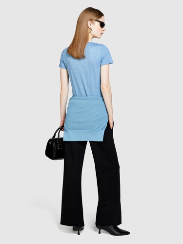  Kadın Açık Mavi Pamuk Modal Karışımlı Normal Kalıp Bisiklet Yaka T-Shirt