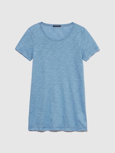  Kadın Açık Mavi Pamuk Modal Karışımlı Normal Kalıp Bisiklet Yaka T-Shirt