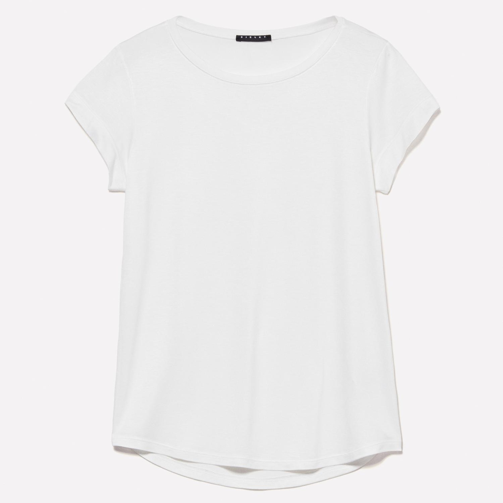 Kadın Kırık Beyaz Viskoz Karışımlı Bisiklet Yaka Regular Fit T-Shirt