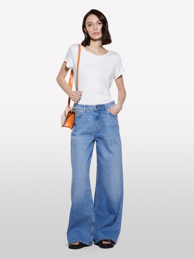  Kadın Kırık Beyaz Viskoz Karışımlı Bisiklet Yaka Regular Fit T-Shirt